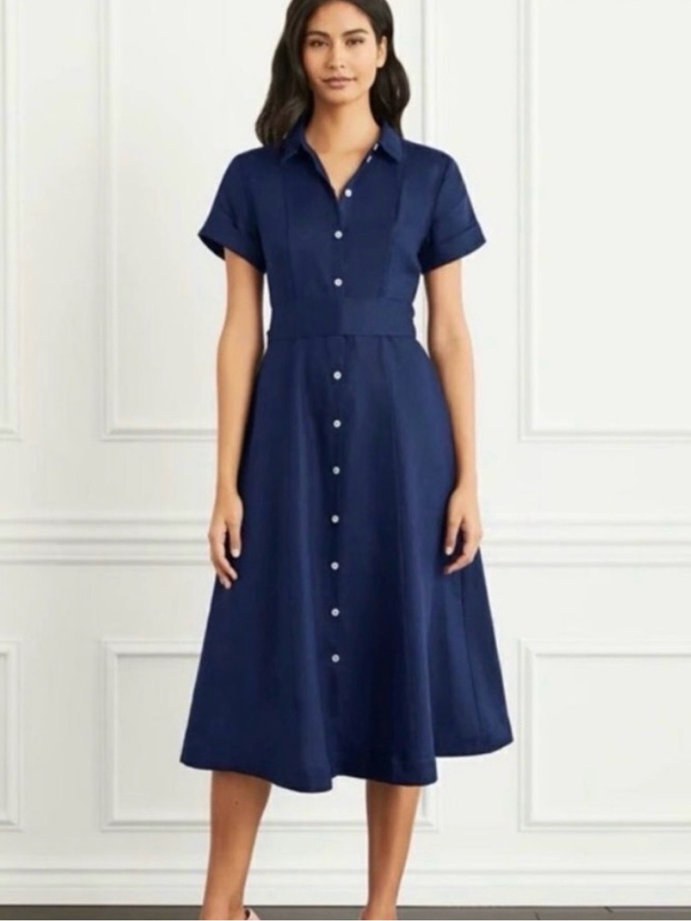 Hill House Navy Linen Shirt Dress Lily